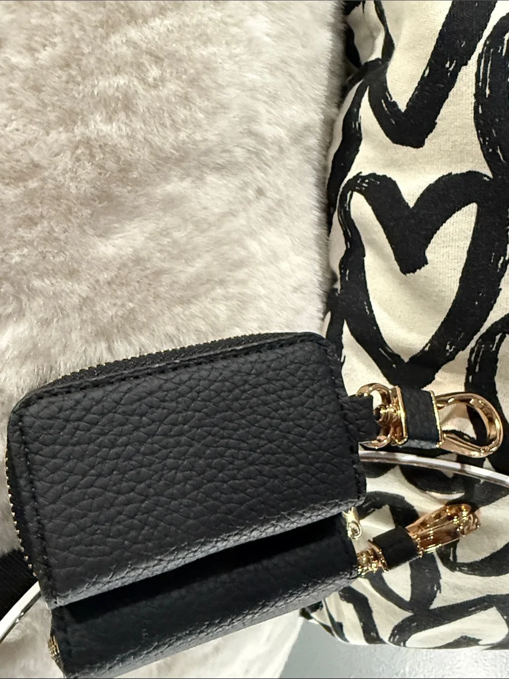 Embellished Black Crystal Flower Mini Crossbody Bag